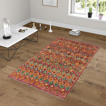 handmade Geometric Balouchi Purple Rust Hand Knotted RECTANGLE 100% WOOL area rug 3' x 5'